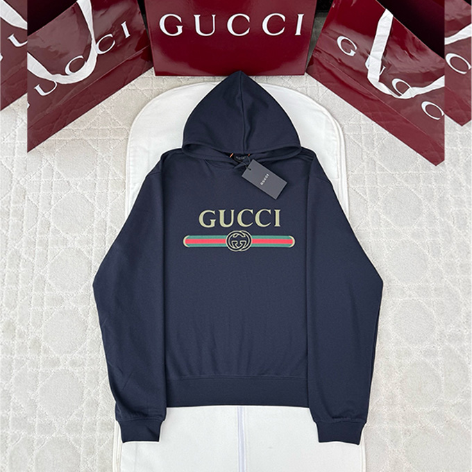 gucci classic web stripe logo hooded sweatshirt